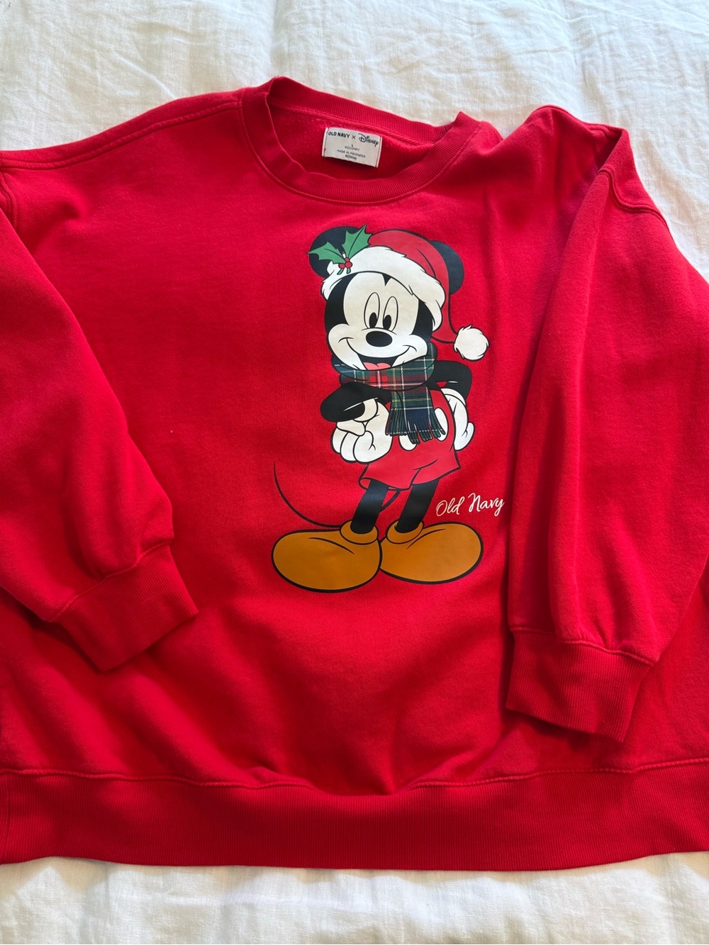 Old Navy Red Mickey Mouse Holiday Sweatshirt